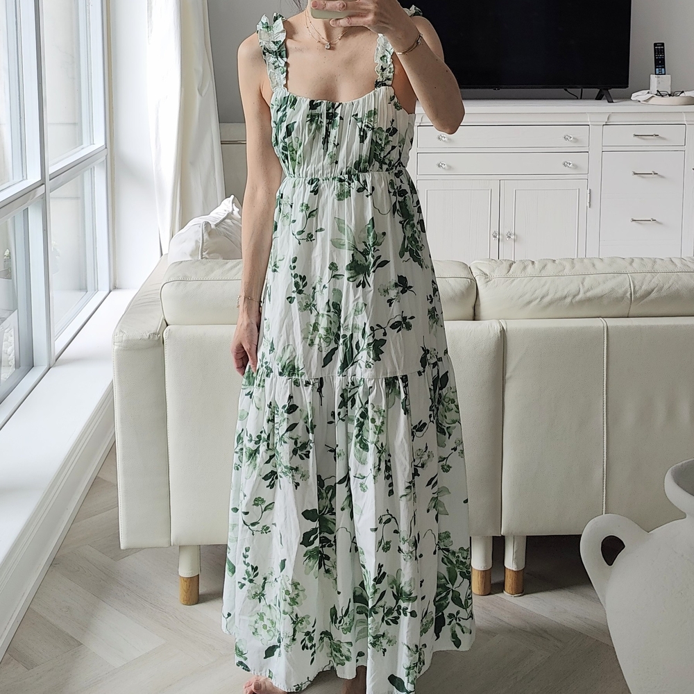 Abercrombie & Fitch Green and White Floral Maxi Dress